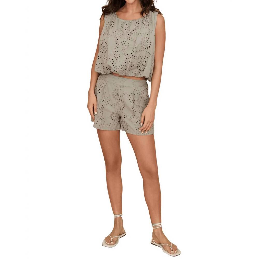 NEW MILIO MILANO italian cotton eyelet shorts in mocha